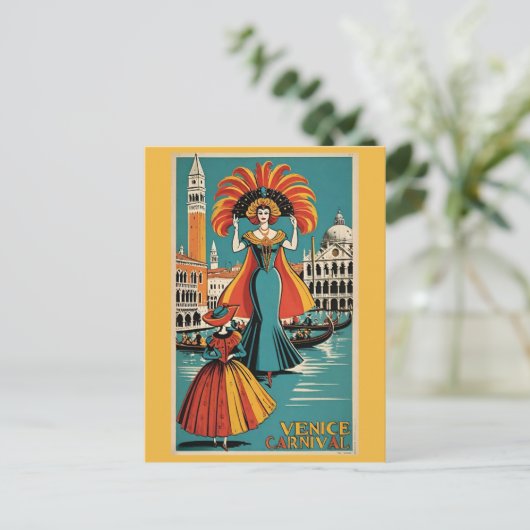 Venetië Italië Gondola Canal Carnaval Reizen Briefkaart (Staand voorkant)