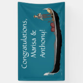 Venetië, Italië Gondola en Gondolier Blauwgroen Bl Spandoek (Verticaal)