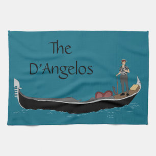 Venetië, Italië Gondola en Gondolier Blauwgroen Bl Theedoek