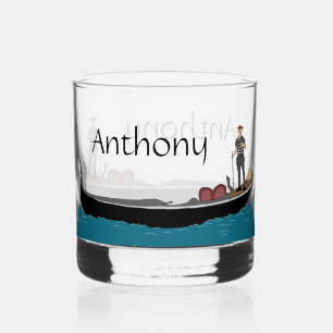 Venetië, Italië Gondola en Gondolier gepersonalise Whisky Glas