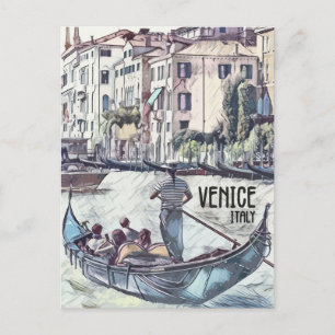 Venetië Italië Gondola  stijl World Travel Briefkaart