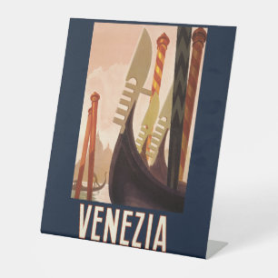 Venetië Italië Gondola Travel Reclamebord Met Voetstuk
