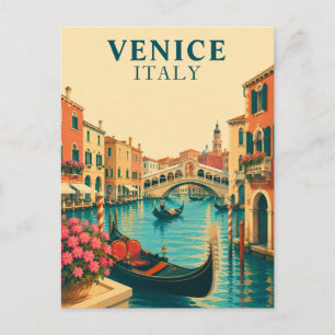 Venetië Italië Grote Kanaal Gondel Retro Souvenir Briefkaart