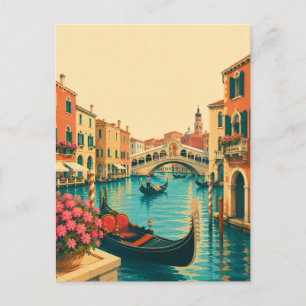 Venetië Italië Grote Kanaal Gondel Retro Souvenir Briefkaart
