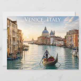 Venetië Italië Grote Kanaal Gondel Zonsondergang Kaart