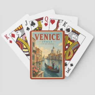 Venetië Italië Kanälen Illustratie Reis Kunst Retr Pokerkaarten