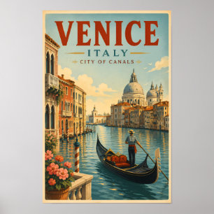Venetië Italië Kanälen Illustratie Reis Kunst Retr Poster