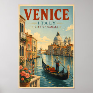 Venetië Italië Kanälen Illustratie Reis Kunst Retr Poster