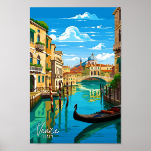 Venetië Italië Kunst vintage reisillustratie Poster