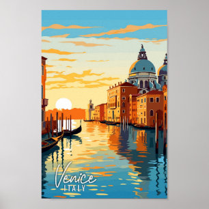 Venetië Italië Kunst vintage reizen kunst illustra Poster