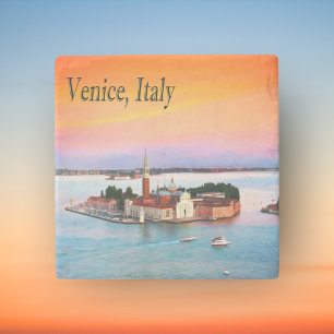 Venetië, Italië Oranje Zonsondergang Stenen Onderz Onderzetter