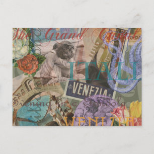 Venetië Italië Reizen Vintage Kleurrijke Kunst Briefkaart