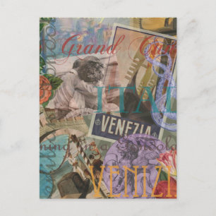 Venetië Italië Reizen Vintage Kleurrijke Kunst Briefkaart