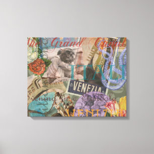 Venetië Italië Reizen Vintage Kleurrijke Kunst Canvas Afdruk