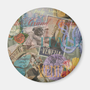 Venetië Italië Reizen Vintage Kleurrijke Kunst Magneet