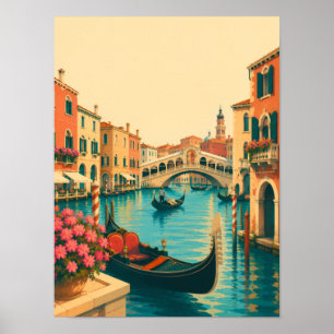 Venetië Italië Retro Reizen Rialto Brug Venetiaans Poster