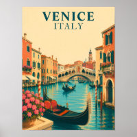 Venetië Italië Retro Reizen Rialto Brug Venetiaans