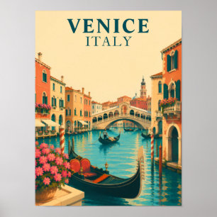 Venetië Italië Retro Reizen Rialto Brug Venetiaans Poster
