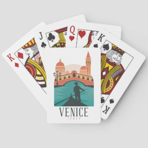 Venetië Italië Retro Vintage Travel Gondola Pokerkaarten