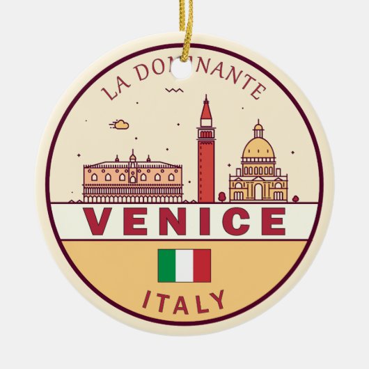 Venetië Italië Skyline Embleem Keramisch Ornament (Voorkant)