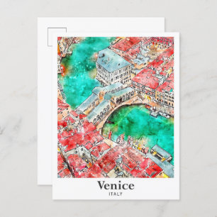 Venetië Italië Travel Waterverf Sketch Hand geteke Briefkaart