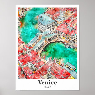 Venetië Italië Travel Waterverf Sketch Hand geteke Poster