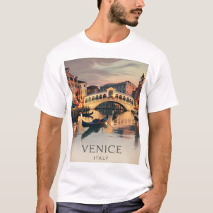 Venetië Italië Vakantie Kanaal Brug Schemering Ret T-shirt