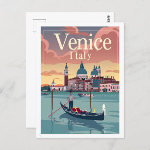 Venetië Italië Vintage Beroemde Reisplaats Briefkaart