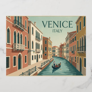 Venetië Italië Vintage Reisposter Folie Feestdagen Briefkaart