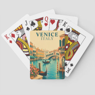 Venetië Italië Vintage Reizen Grand Canal Gondel Pokerkaarten