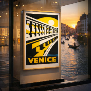 Venetië Italië Vintage Retro Geometrische Kunst Po Poster