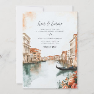 Venetië Italië Waterverf bruiloft Kaart
