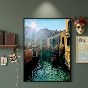 Venetië Kanaal Gondola Italiaanse Architectuur Fot Poster