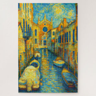 Venetië Kanaal Sterrennacht Impressionistische Kun Legpuzzel