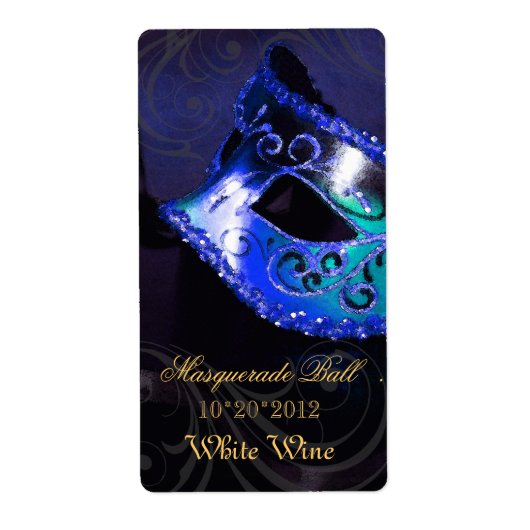 Venetië Masquerade Blauwe Wijn Vakantie Label (Voorkant)
