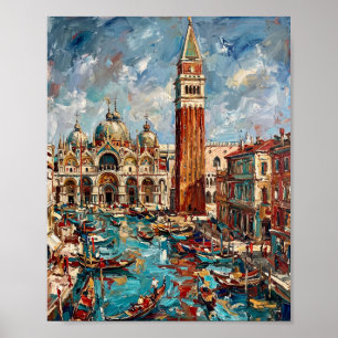 Venetië Poster Luxe Abstracte Olie Schilderij