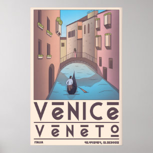 Venetië Reisposter, Grafische Kanaal Kunst, Gondel Poster