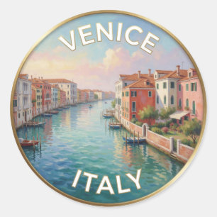 Venetië Waterfront Reflecties Italië Reizen Ronde Sticker
