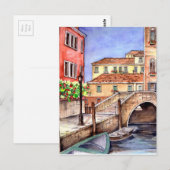 Venetië - Waterverf pen en was Briefkaart (Voorkant / Achterkant)