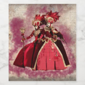 Venetisch carnavalmasker en kostuum. wijn etiket (Enkel label)