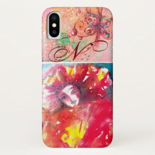 VENETISCHE MASKERADE - MASK IN RODE MONOGRAM iPhone X HOESJE