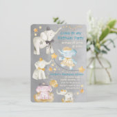 Venez À My Elephant Circus Invitation De Fête D'An (Debout devant)