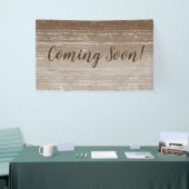 Venez bientôt bannière en bois (Salon professionnel)