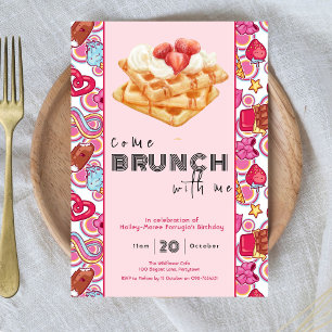 Venez Brunch avec moi invitation d'anniversaire ro