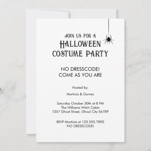 Venez Comme Vous Êtes Invitation Halloween (Dos)