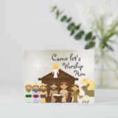 Venez l'adorer Nativité Carte postale de Noël (Debout devant)