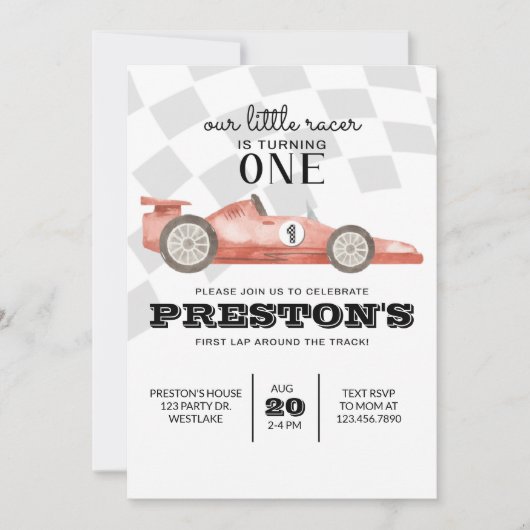 Venez vite, Invitation d'anniversaire de course, (Devant)