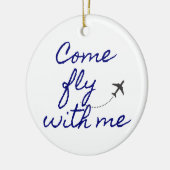 Venez voler avec moi ornement blanc/marine minimal (Gauche)