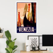 Venezia Gondola Vintage Travel Poster (Thuiskantoor)