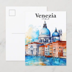 Venezia Italië Waterverf Schilderij Reizen Briefkaart